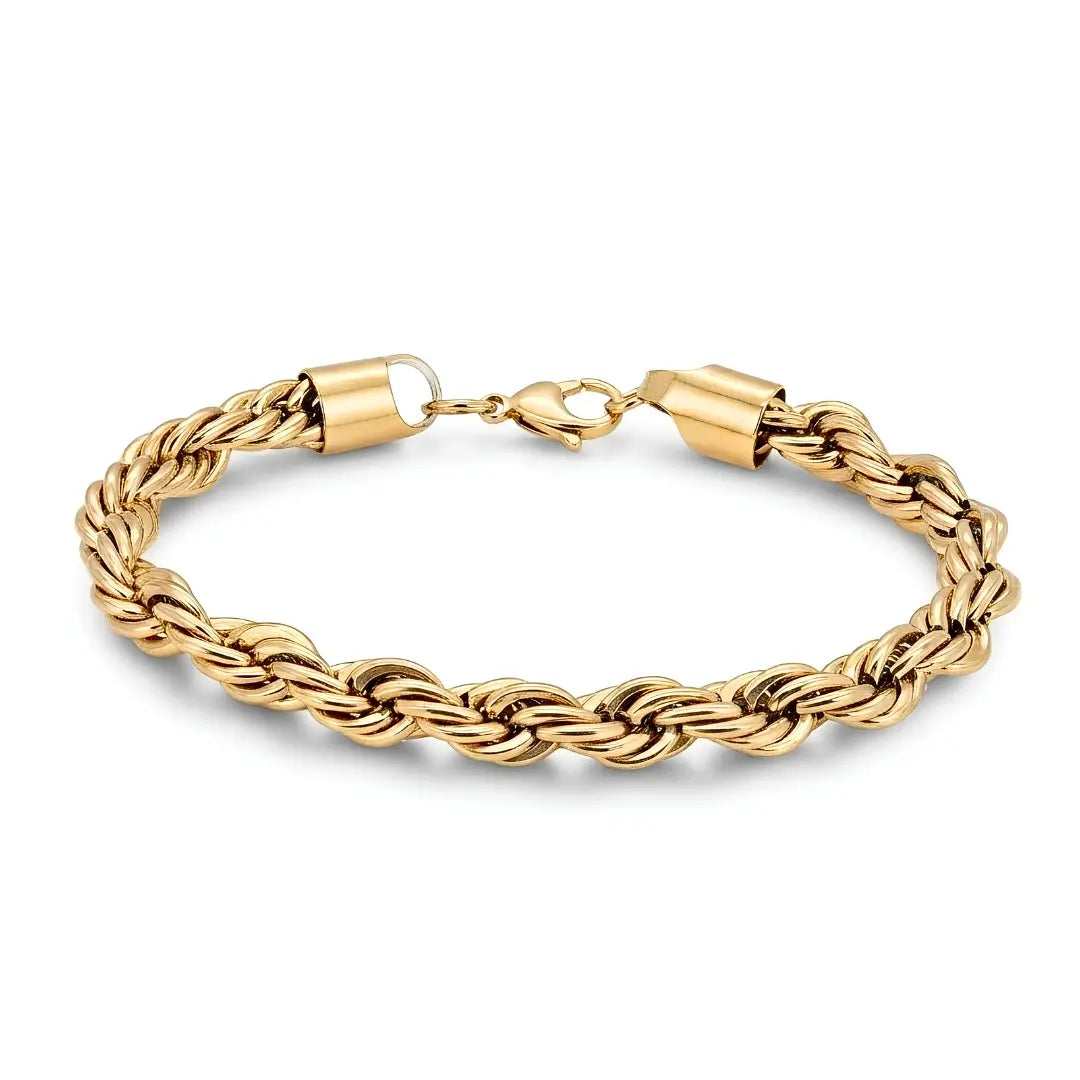 18K Gold Filled Rope Chain and Matching Bracelet Set (Unisex)