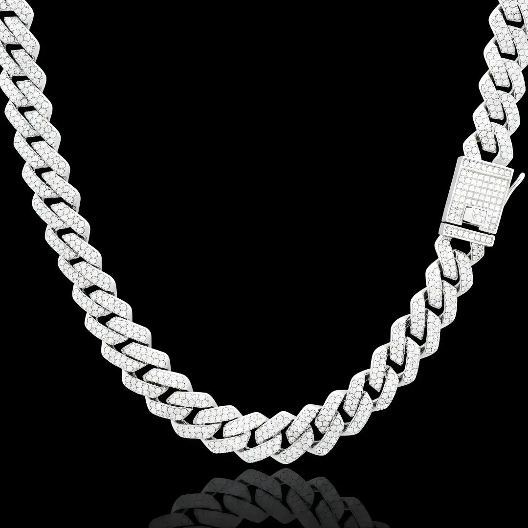 Silver Iced Out Cuban Link Chain for men