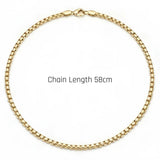 Gold & Silver Tone Round Box Chain Necklace (58cm) – Tarnish-Resistant Venetian Chain