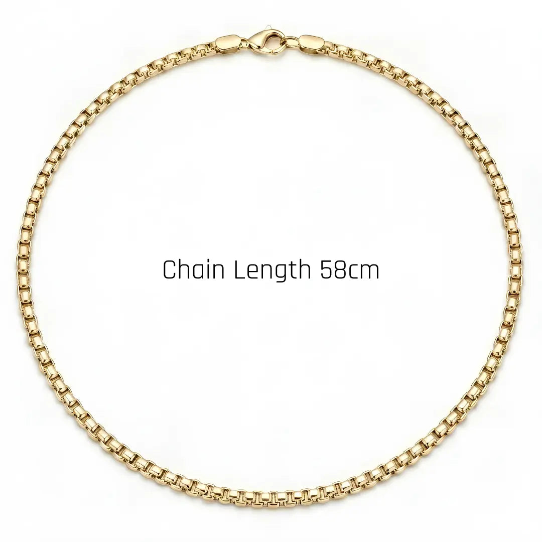 Gold & Silver Tone Round Box Chain Necklace (58cm) – Tarnish-Resistant Venetian Chain