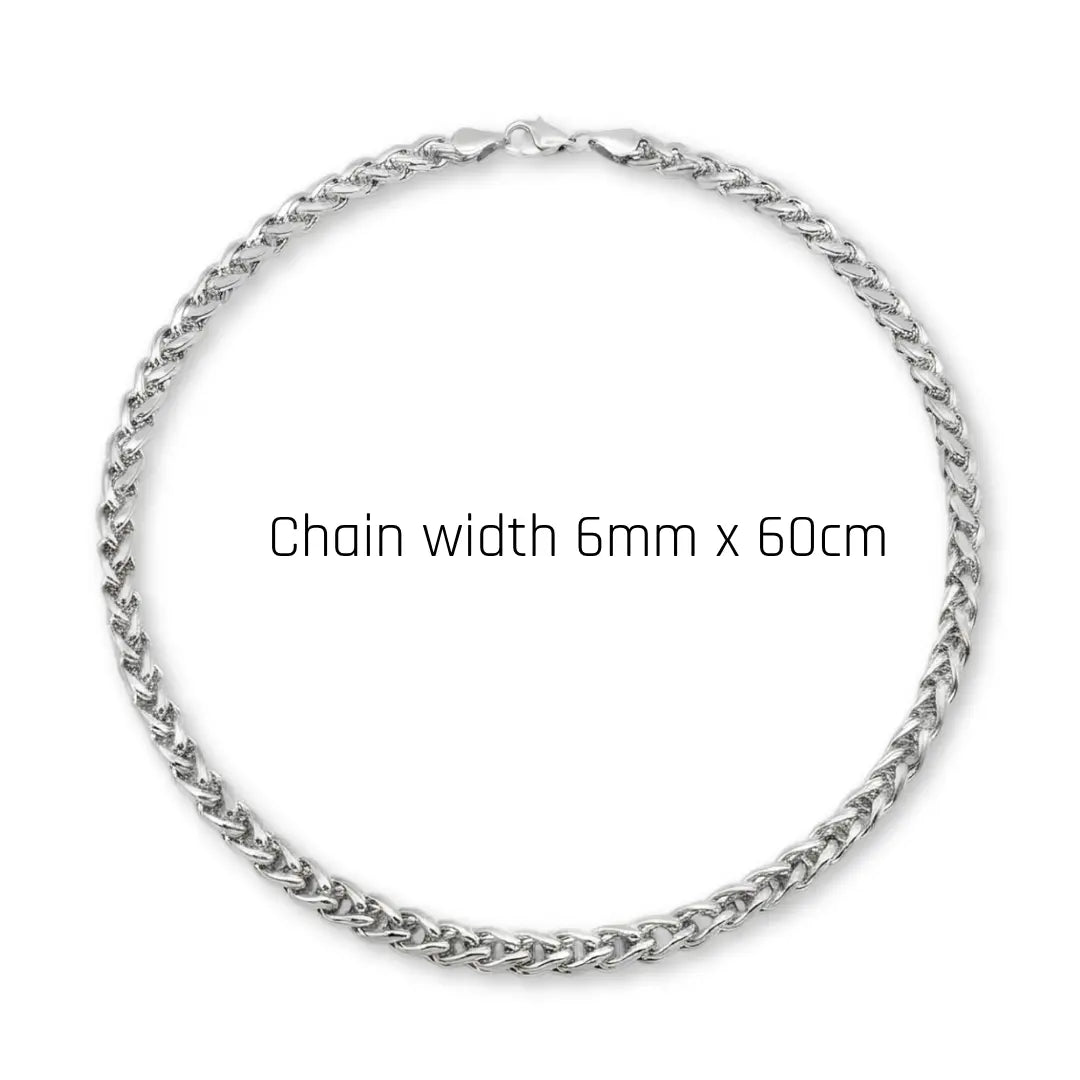 Gold & Silver Tone Wheat Spiga Chain Necklace (6mm x 60cm) – Bold Braided Statement Jewelry [skujdzlukebox4]