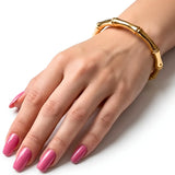 Medium Size 6.5cm Inner Width 18K Gold Filled Bamboo Cuff Bracelet - Tarnish-Proof Open Bangle, , Waterproof Jewelry