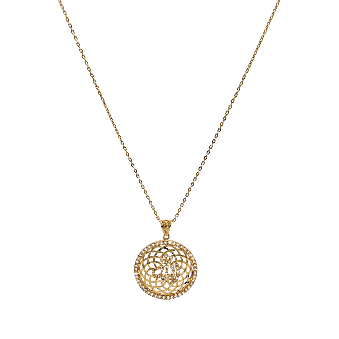 18K Gold Filled ALLAH Pendant CZ Necklace