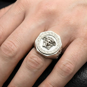 Silver Mythic Head Statement Ring