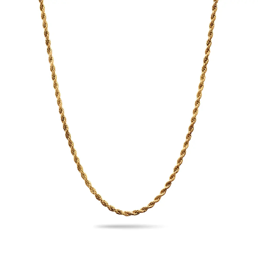 18K Gold Filled Rope Chain – 60cm & 3mm Unisex Tarnish-Proof Chain