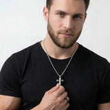 Stainless Steel Cross Pendant Necklace with Curb Chain – Tarnish-Proof Unisex Religious Jewelry in Silver & Black