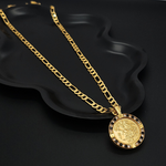 Load image into Gallery viewer, Gold Filled Tarnish Proof Sovereign Pendant with Black Stones &amp; CZ