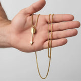 Gold & Silver Tone Arrow Pendant Necklace (58cm Box Chain) – Modern Statement Jewelry