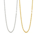 Gold & Silver Tone Wheat Spiga Chain Necklace – 60cm, 3mm Woven Twisted Link Chain