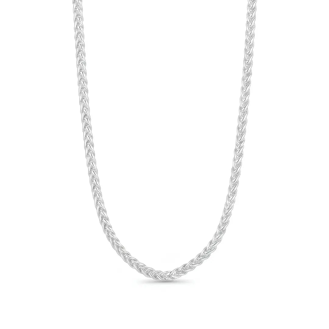 Gold & Silver Tone Wheat Spiga Chain Necklace – 3mm, 50cm Woven Braided Chain