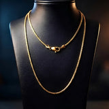 18K Gold Filled Square Byzantine Chain Necklace – 68cm 3mm Diamond-Cut Fluted Link Chain for Men & Women