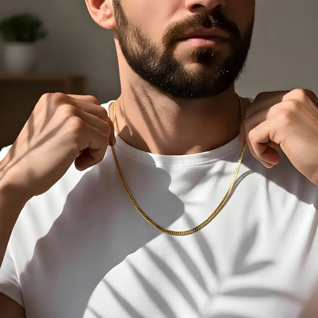 18K Gold Filled 48cm x 4mm Tarnish-Proof Unisex Curb Chain Necklace