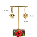 14K Gold Filled Heart Pendant Toggle Clasp Jewelry Set | Tarnish Proof Rolo Chain Necklace, Bracelet & Hoop Earrings