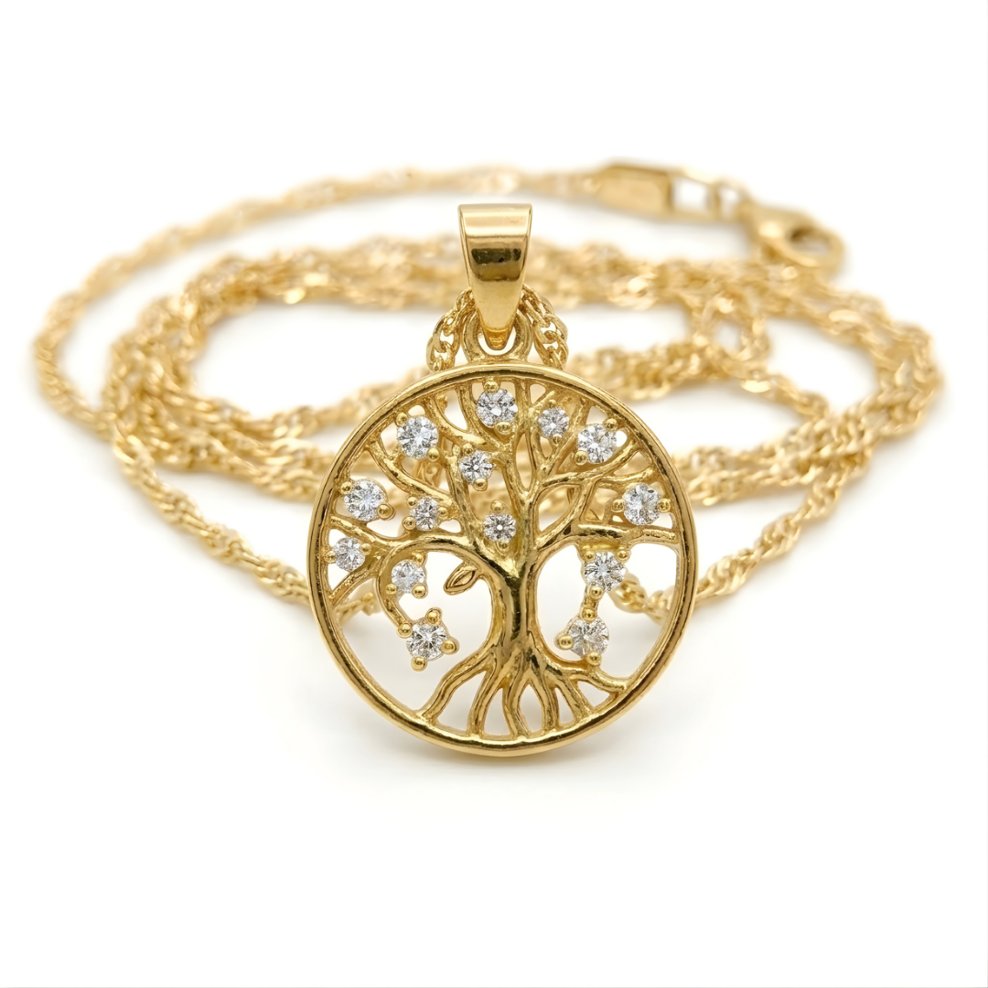 18K Gold Filled Money Tree Pendant Necklace
