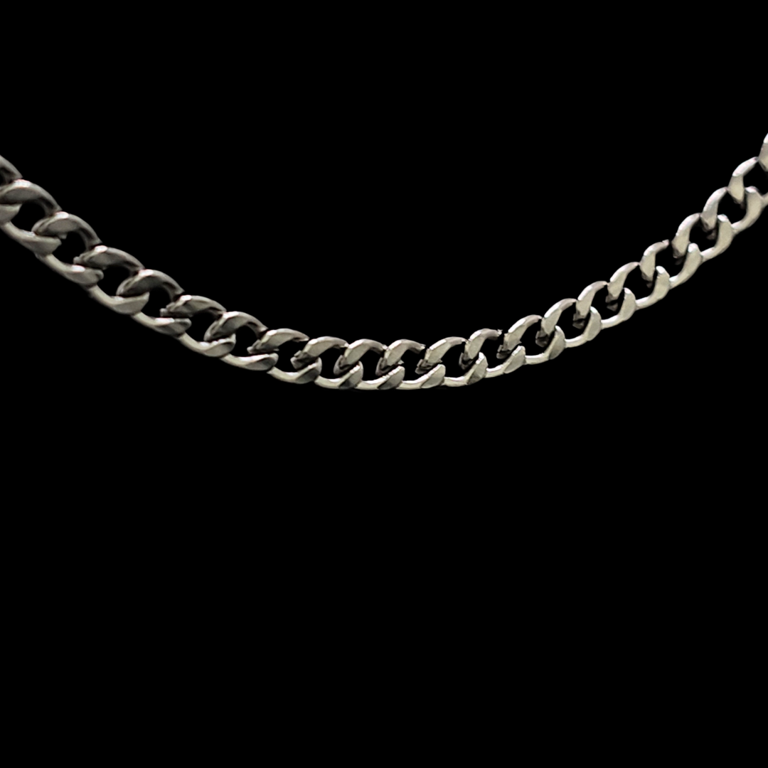 Silver Rhodium plated Tarnish Proof Cuban Link Chain