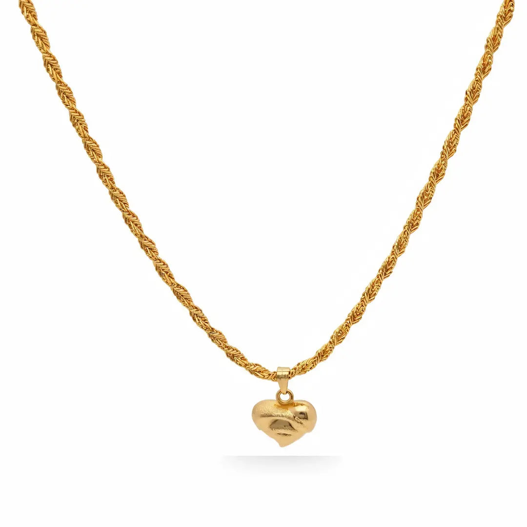 18K Gold Filled Heart Pendant Necklace with 60cm Rope Chain – Tarnish-Proof Luxury Statement Jewelry