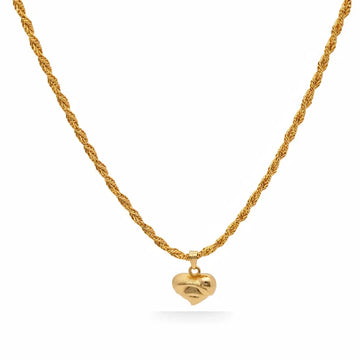 18K Gold Filled Heart Pendant Necklace with 60cm Rope Chain – Tarnish-Proof Luxury Statement Jewelry