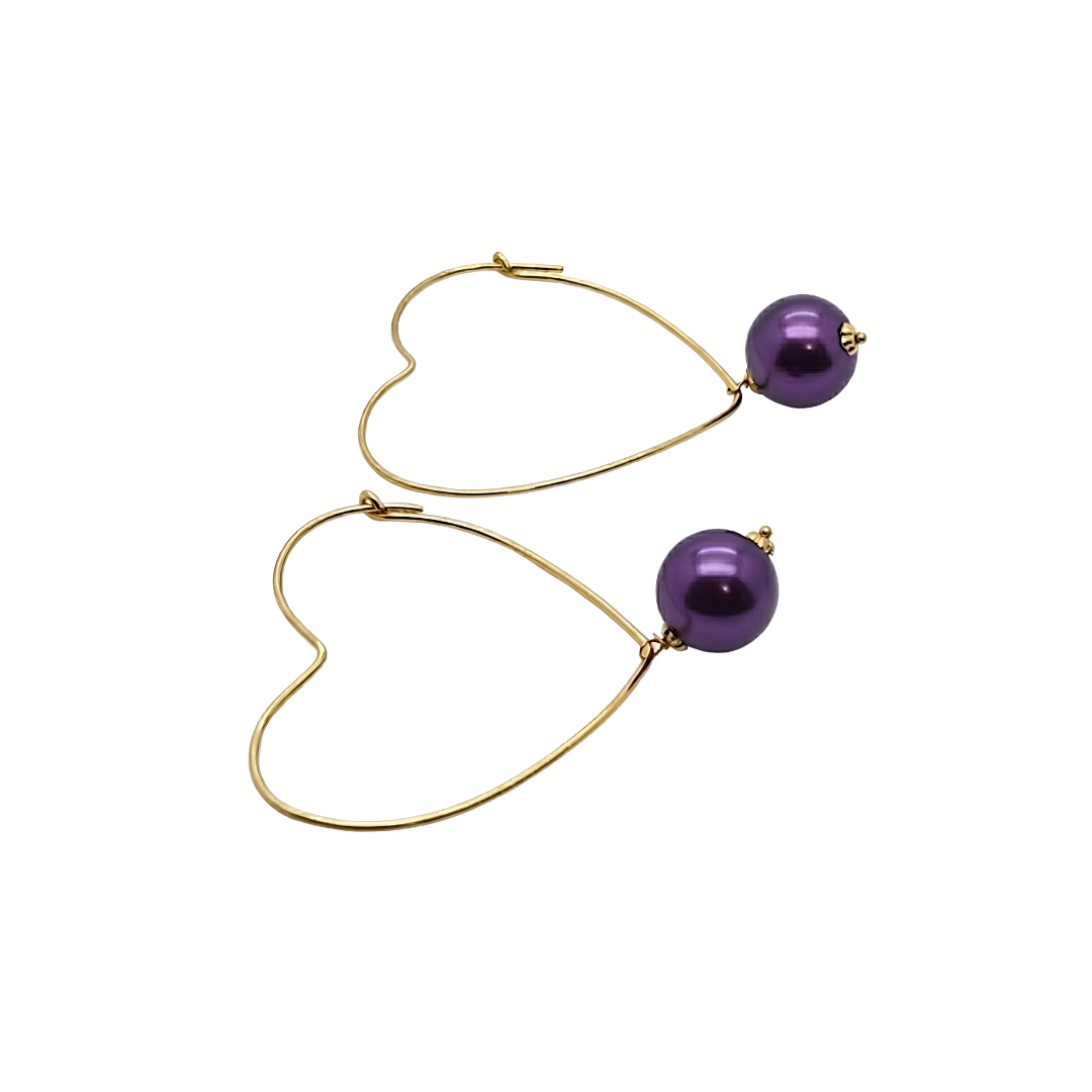 18K Gold Filled Heart Shape Pearl Earrings