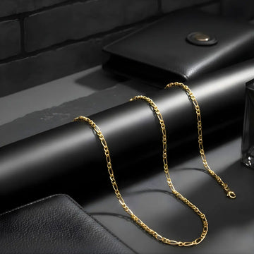18K Gold Filled Classic Figaro Link Chain Necklace – Diamond-Cut Gold Chain for Men & Women