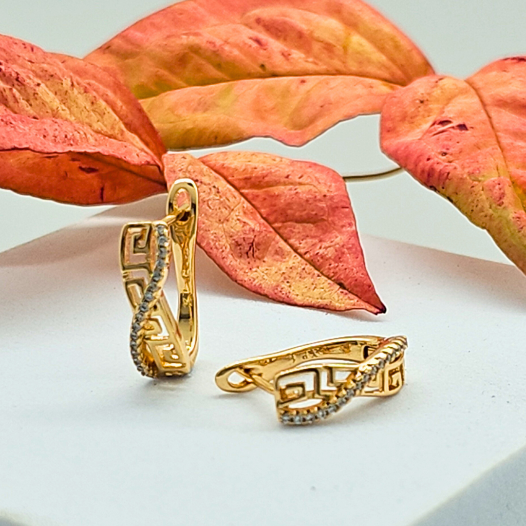18K Gold Filled Huggie Earrings with Cubic Zirconia