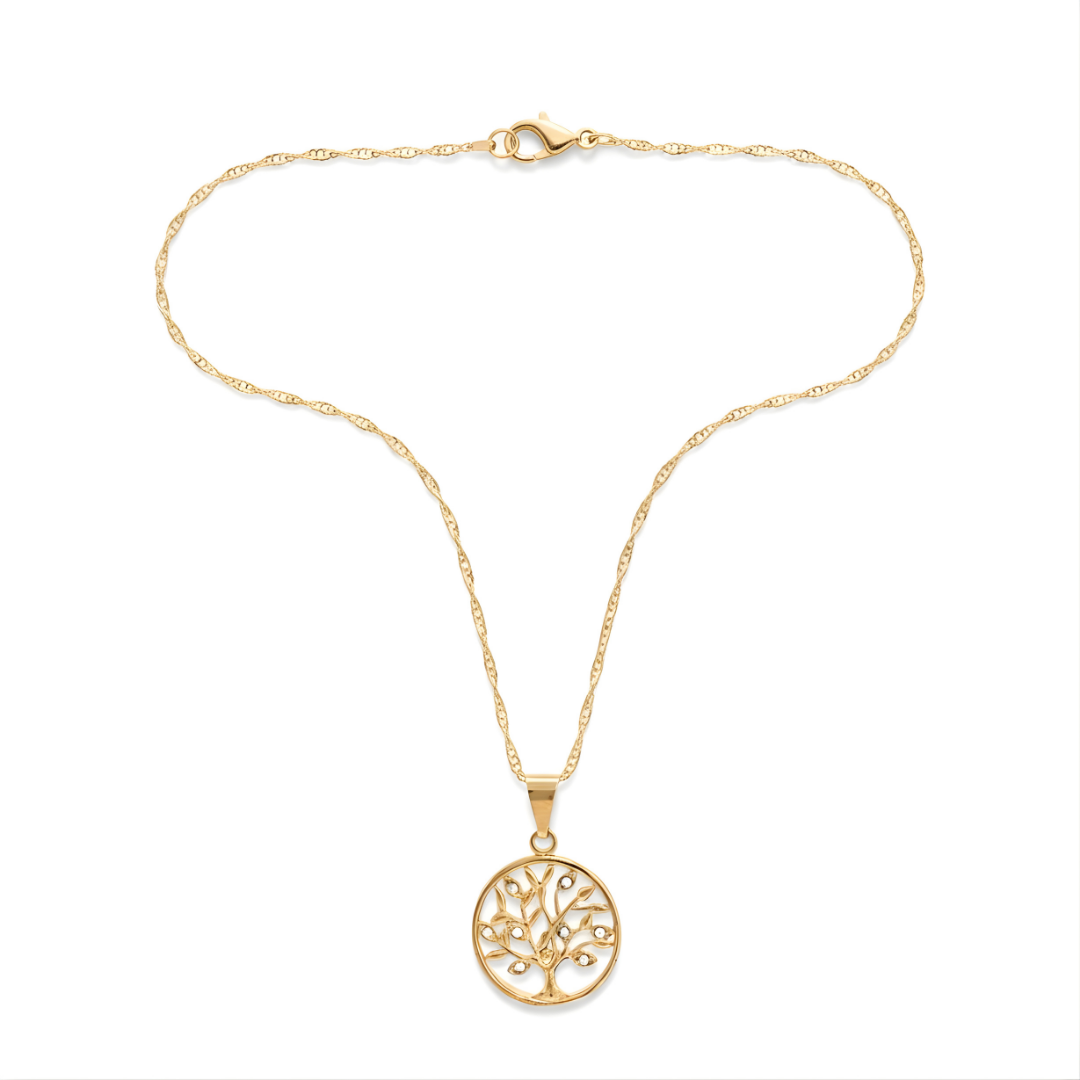 18K Gold Filled Money Tree Pendant with Diamonds
