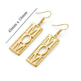 18K Gold Filled "MOM" Script Hoop Earrings – 50mm Bold Statement Drop Earrings for Women