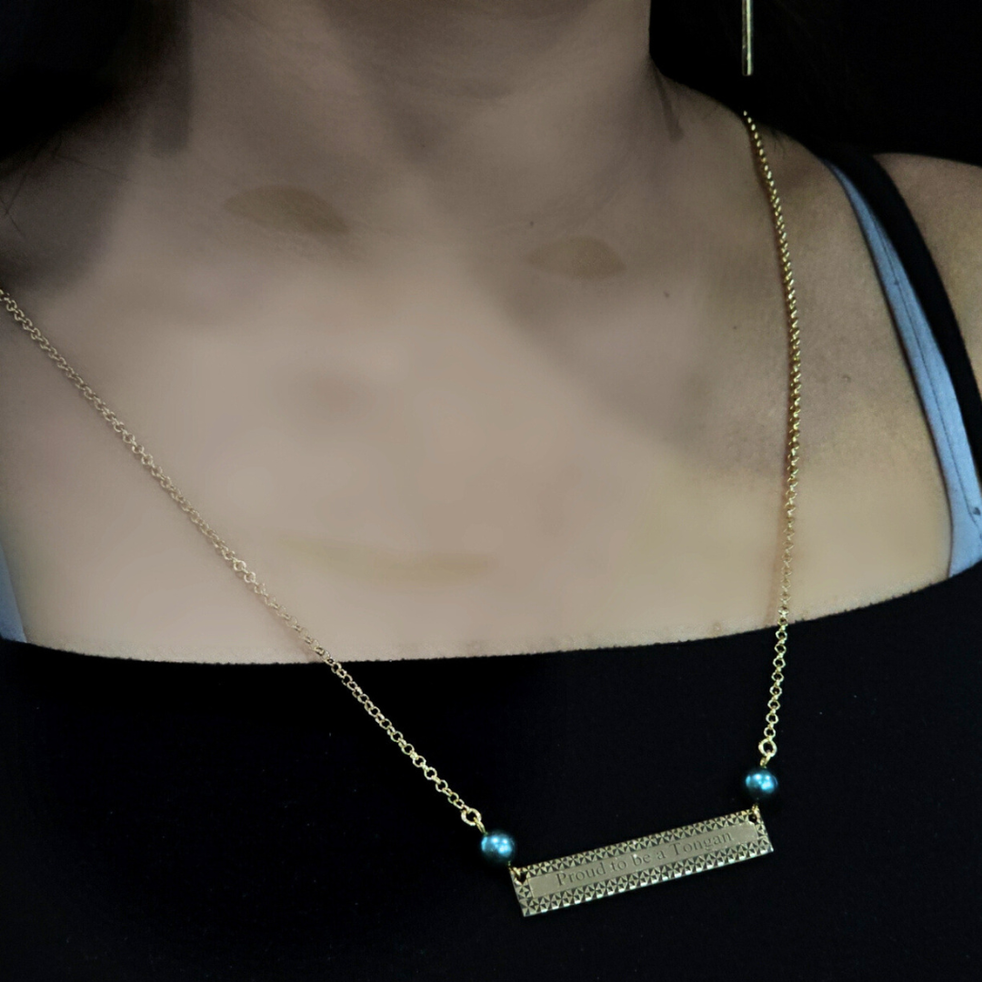 14k Gold Filled "PROUD TO BE A TONGAN' Necklace Set