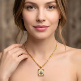 54cm + 5cm Extension 14k Gold Filled Unisex Saint Jude Medallion Icon Pendant with 4mm Figaro Chain - Tarnish Proof