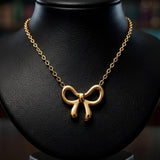 40CM + 5CM Extension 18K Gold-Filled Ribbon Bow Pendant Necklace –  Tarnish-Proof Minimalist Dainty Gold Jewelry