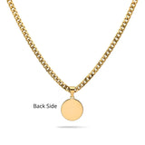 18K Gold Filled Greek Mythology Coin Medallion Pendant Necklace – Classical High-Relief Mythic Motif with Greek Key Border & Heavy 60cm x 8mm Cuban Link Chain for Men