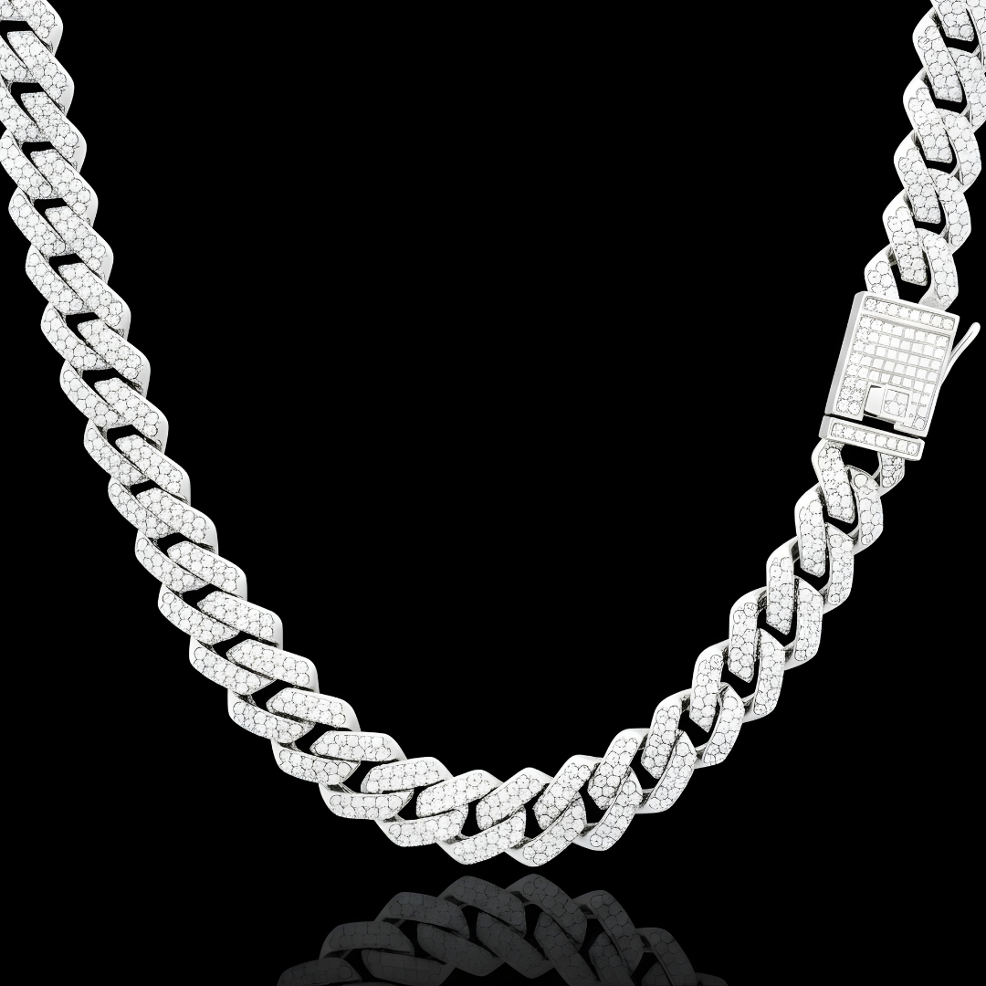 Silver Iced Out Cuban Link Chain