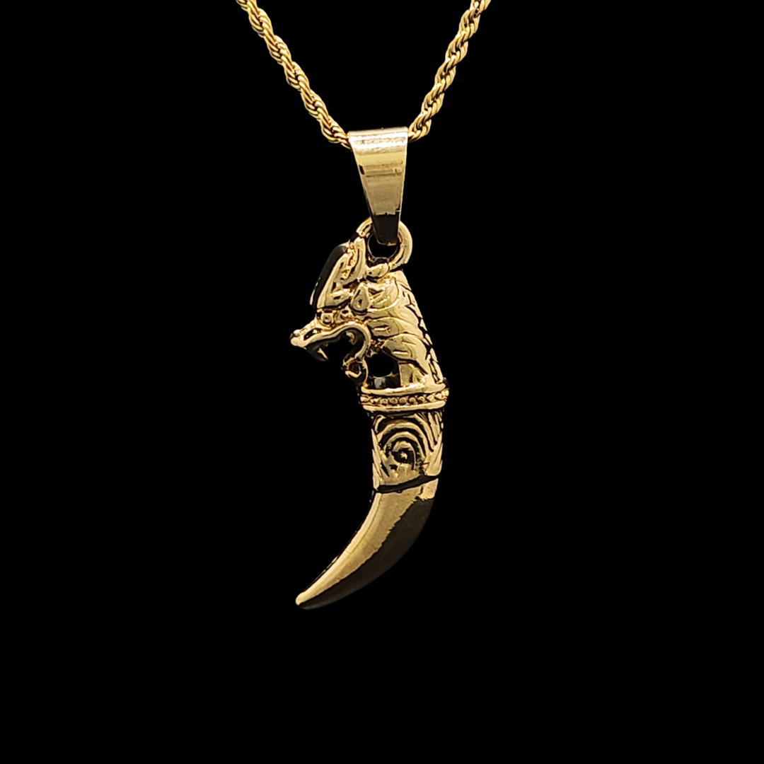 18K Gold Filled Lion Tooth Pendant Necklace