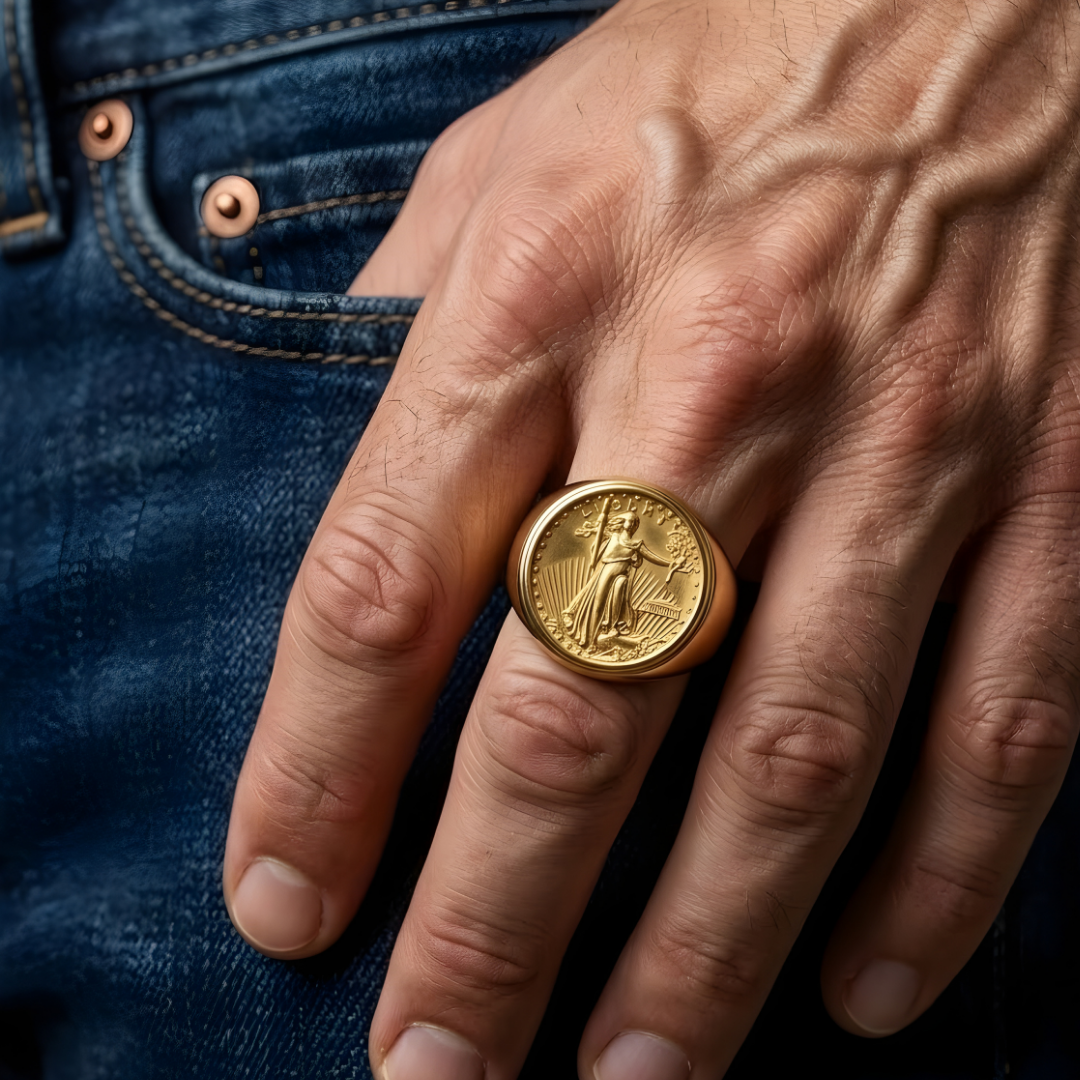 18K Gold Filled Liberty Coin Ring