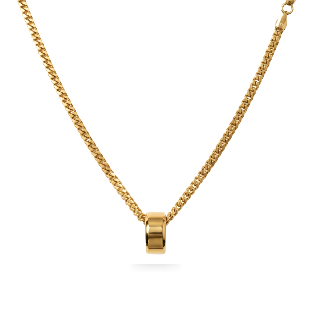 18K Gold Filled Cuban Link Chain with Ring