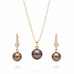 Load image into Gallery viewer, 18K Gold Filled Hawaiian Grey Pearl Set