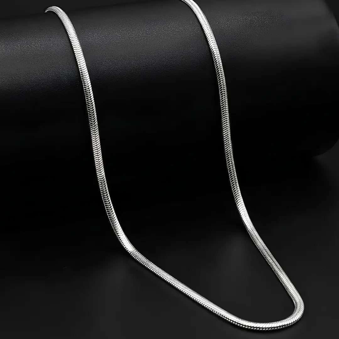 Silver 54CM x 3MM Herringbone Chain Necklace for Men and Women -  Flat Snake Chain