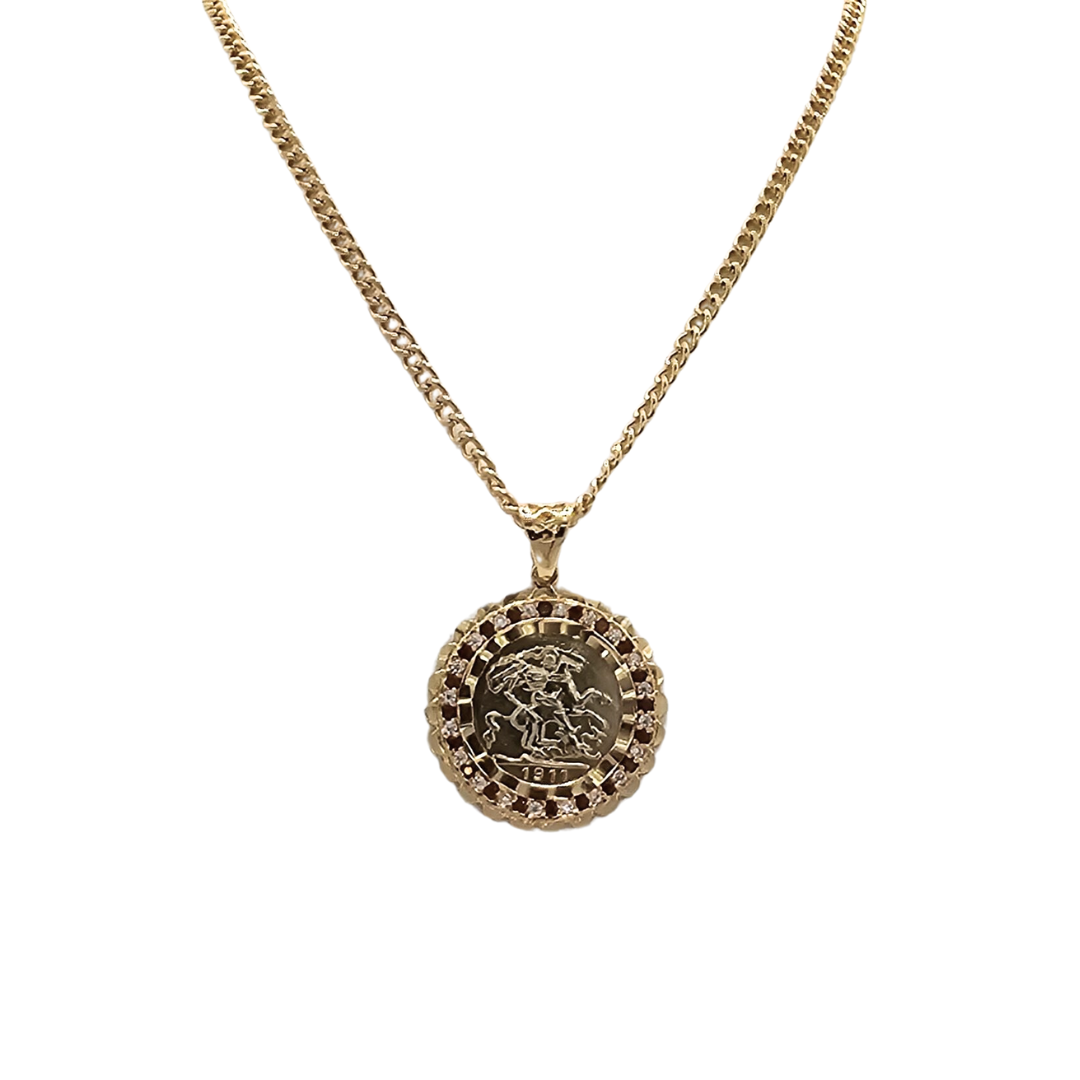 18K Gold Filled  Tarnish Proof Sovereign Pendant Necklace