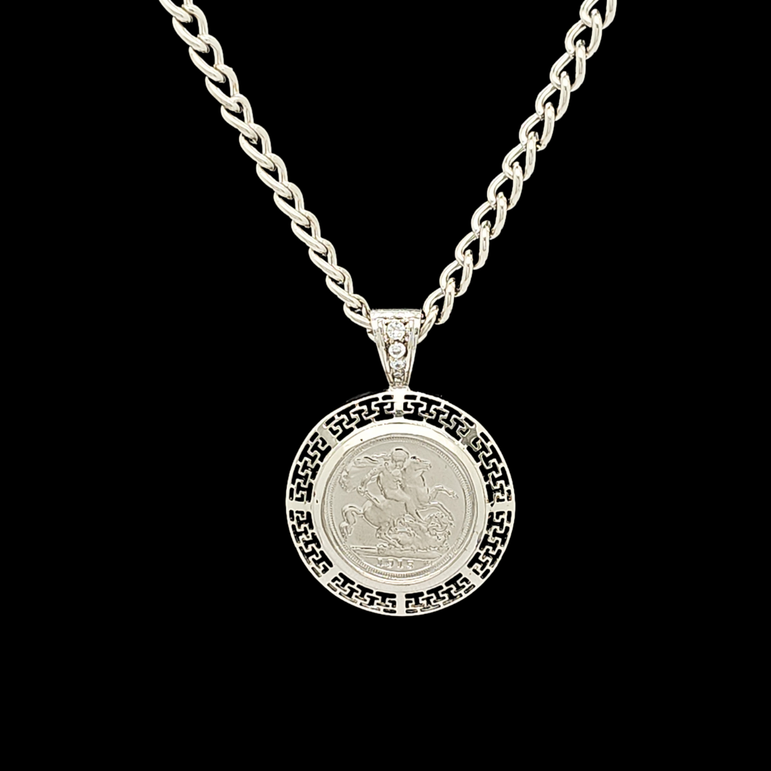 Silver  Full Sovereign Pendant Necklace – 1913 Coin