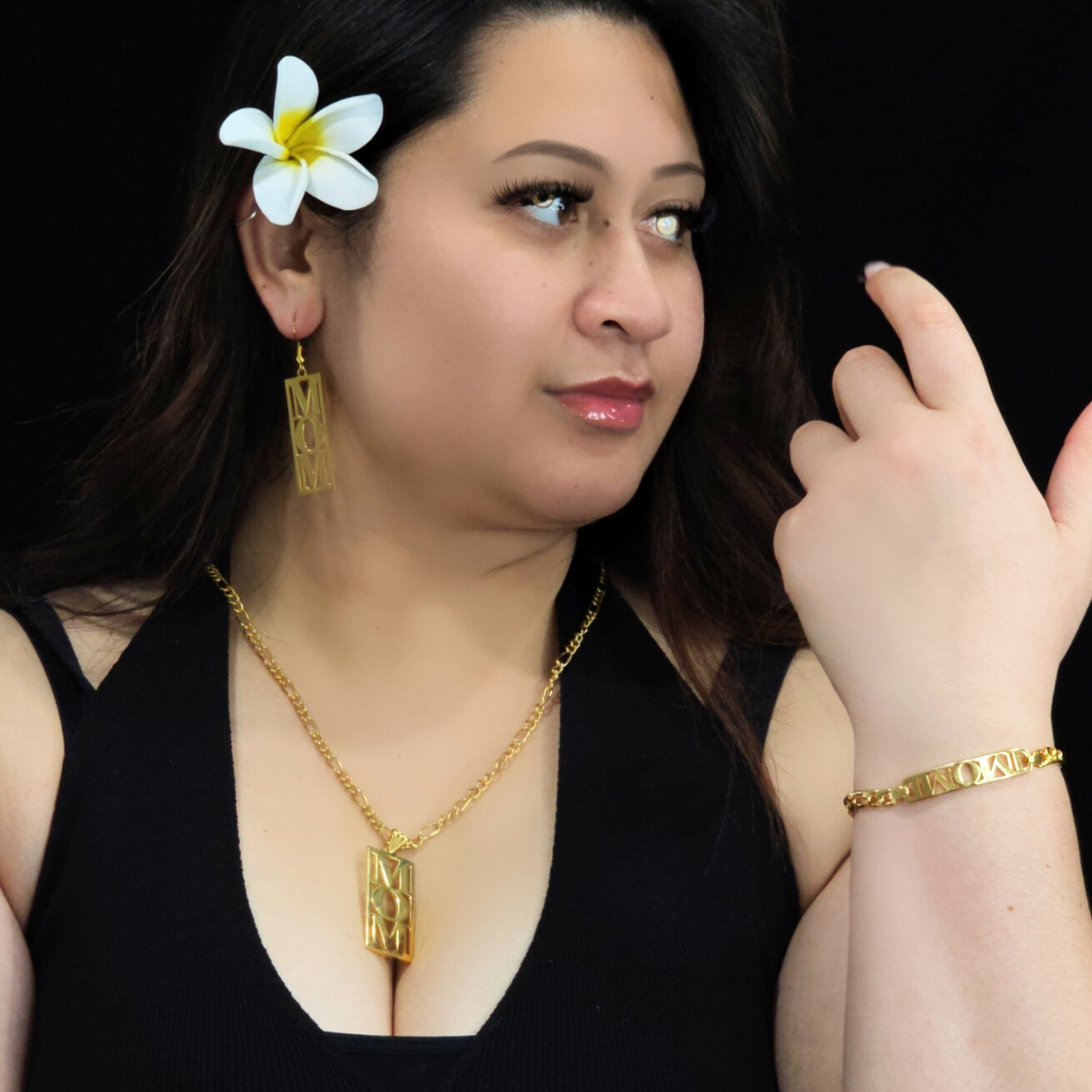18K Gold Filled Mom Necklace, Bracelet & Earrings