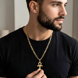 60CM x 4MM 14K Gold Filled Ankh Cross Necklace | Tarnish Proof Unisex Jewelry