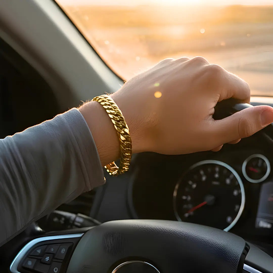 23CM x 7MM 18K Gold Filled Double Curb Chain Bracelet – Unisex Tarnish-Proof Cuban Link Bracelet