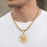 18K Gold Filled Iconic Greek Medusa Head Pendant Necklace with CZ Diamond Halo