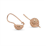 18K Gold Filled Textured Ball Drop Leverback Earrings – 20mm Hammered Coin-Texture Drop