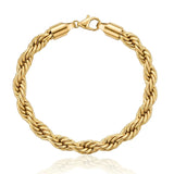 18K Gold Filled Rope Chain Bracelet - 22cm Bold Twisted Link Classic Wristband