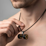 Dumbbell Gym Pendant Necklace – Stainless Steel Fitness Jewelry (Silver, Gold & Black)