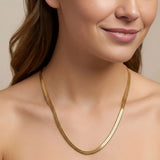 18K Gold Filled 60CM X 4MM Herringbone Chain Necklace for Men and Women -  Tarnish Proof Flat Snake Chain
