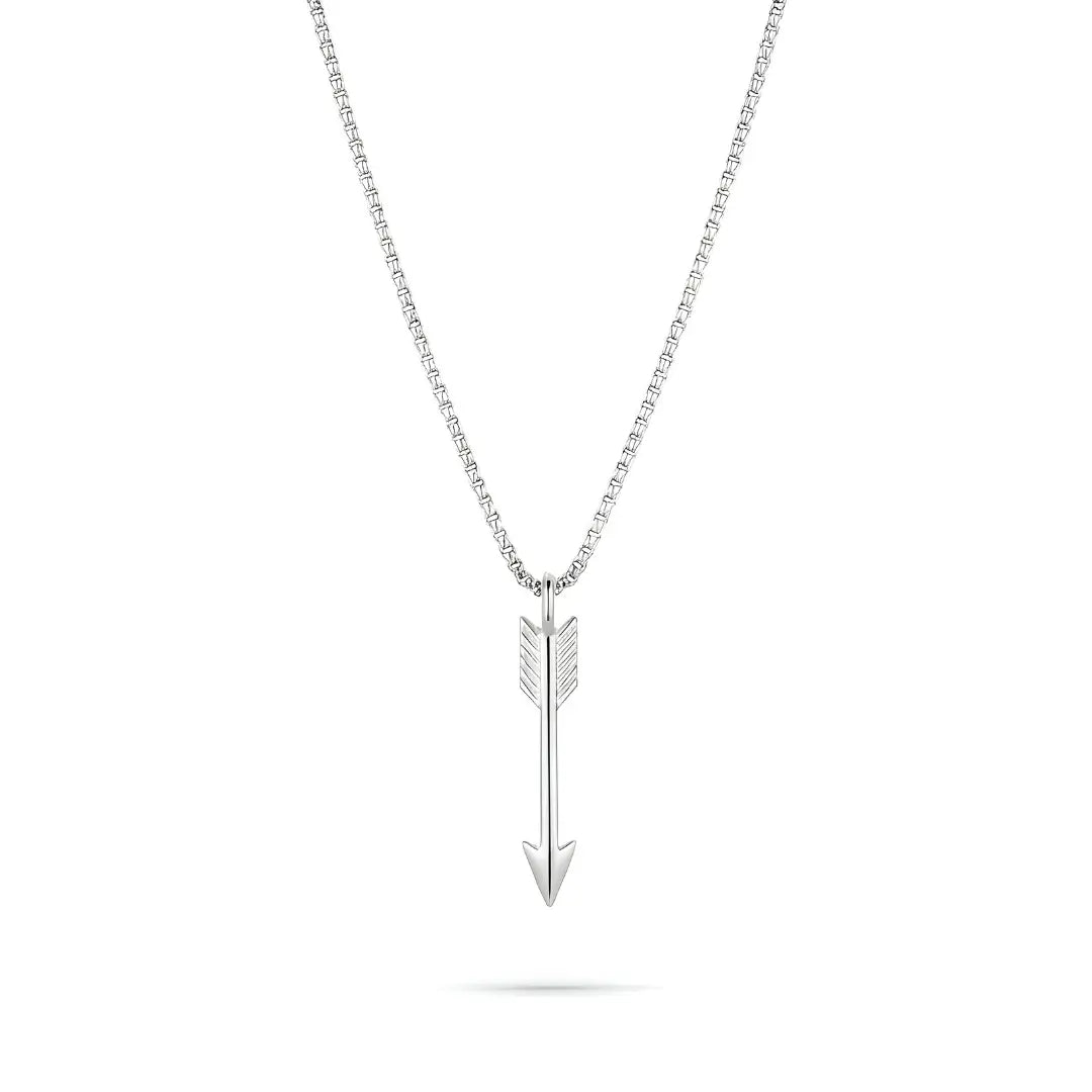 Gold & Silver Tone Arrow Pendant Necklace (58cm Box Chain) – Modern Statement Jewelry