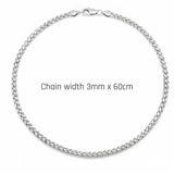 Gold & Silver Tone Wheat Spiga Chain Necklace – 60cm, 3mm Woven Twisted Link Chain