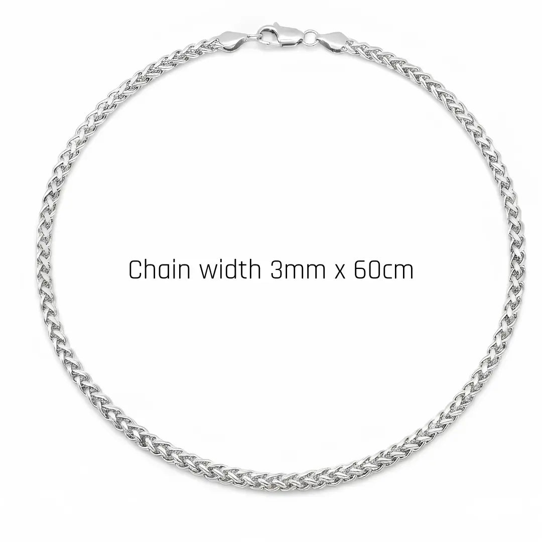 Gold & Silver Tone Wheat Spiga Chain Necklace – 60cm, 3mm Woven Twisted Link Chain