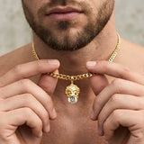 18K Gold Filled Lion Head Necklace – Tarnish-Proof Cuban Link Chain with Ruby & Zirconia Pendant Options
